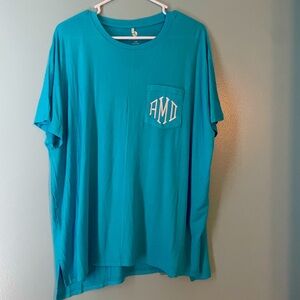 Blue Teal Pocket Monogram Tee